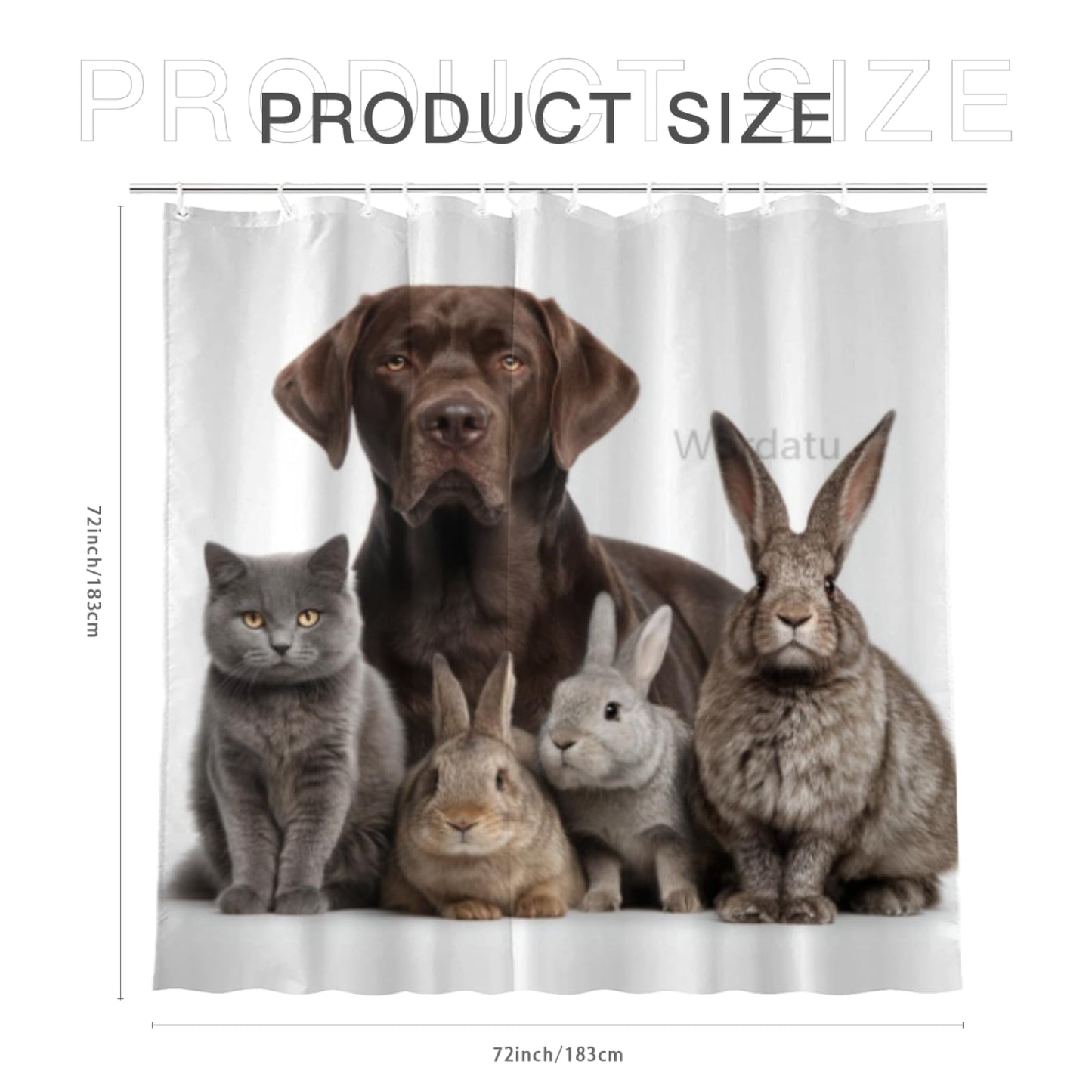 Wordatu Labrador Retriever Shower Curtain Puppy Cat Kitten Pattern Bathroom Set for Boys Pet Animal Bath Curtain Waterproof Curtain Bathtubs Decor 72x72