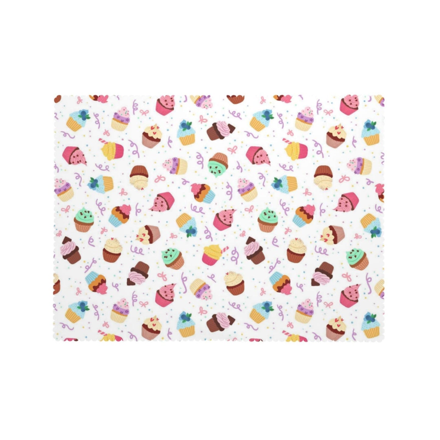 DRAVVIX Cute Cupcakes Rectangular Tablecloth Cartoon Cakes Table Cloth with Wavy Lace Decoration Polyester Table Cover for Dining, Parties 54x72 inch