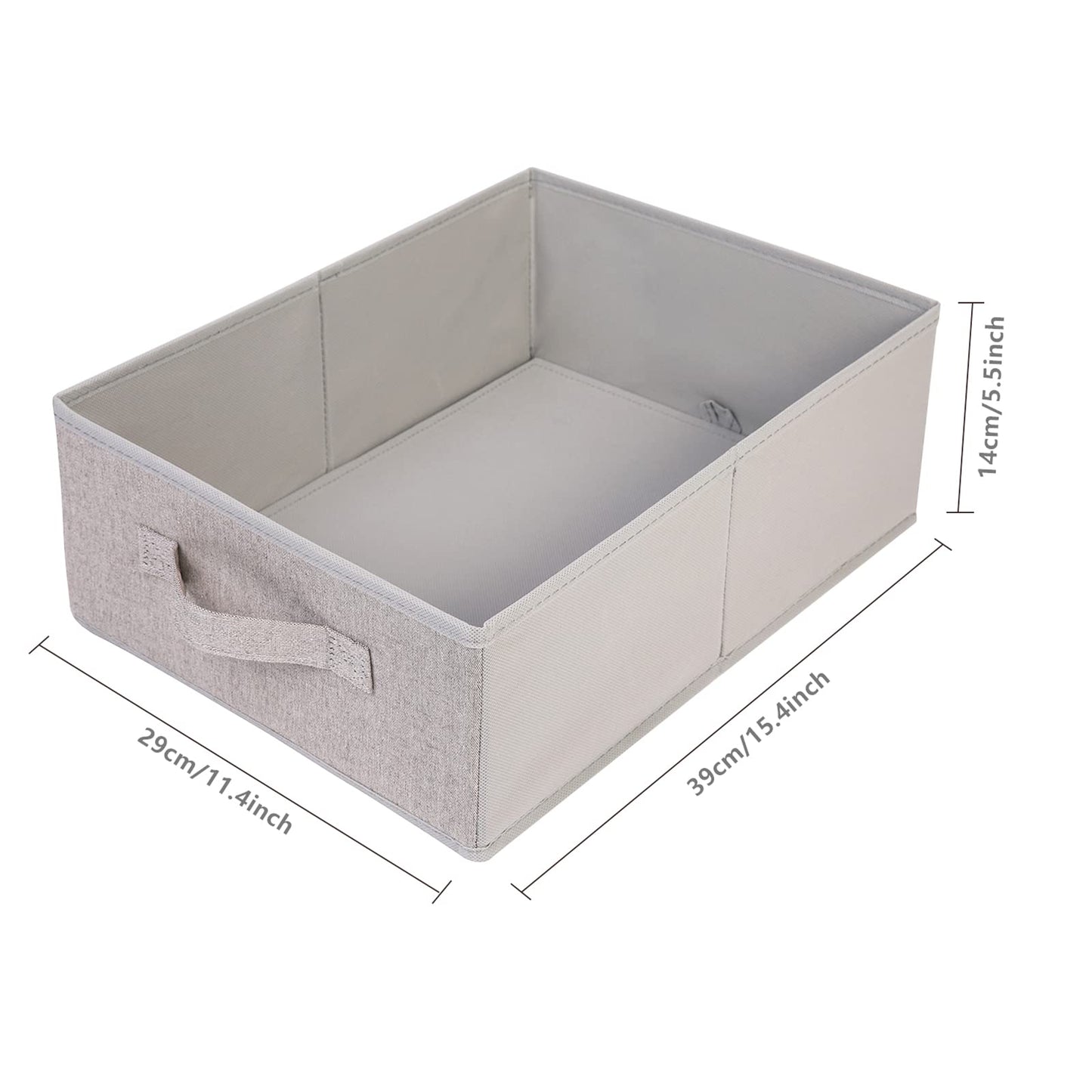 BOMKEE Clothings Collapsible Storage Bins, Foldable Drawer Organizers Closet Storage Baskets Cube Storage Bin for Bedroom Living Room (4 Pack, Grey, 15.4x11.4x5.5inch)