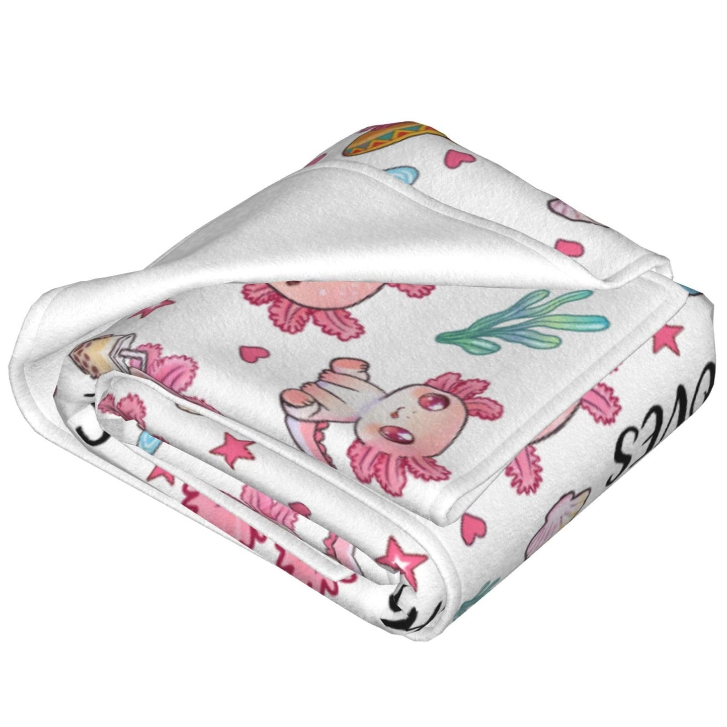 Just A Girl Who Loves Axolotls Throw Blanket 50"x40" Cozy Fluffy Plush Blanket Soft Flannel Throw Blanket for Kids Men Women Gift Sofa Bed Couch