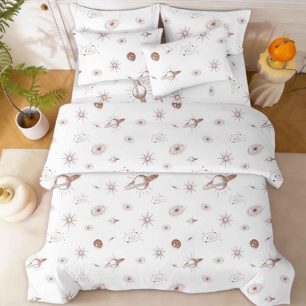 SDY 7Piece Galaxy Bedding,Space Comforter Twin and Sheet Set for Kids,Girls, Boys,Include 1Comforter，1Fitted Sheet，1Flat Sheet，2Pillowcases2 PillowShams