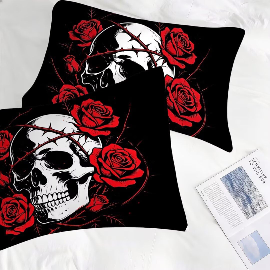 DJNEAR DJNER Skull Gothic Comforter Sets Twin Bedding Sets for Teens Adults