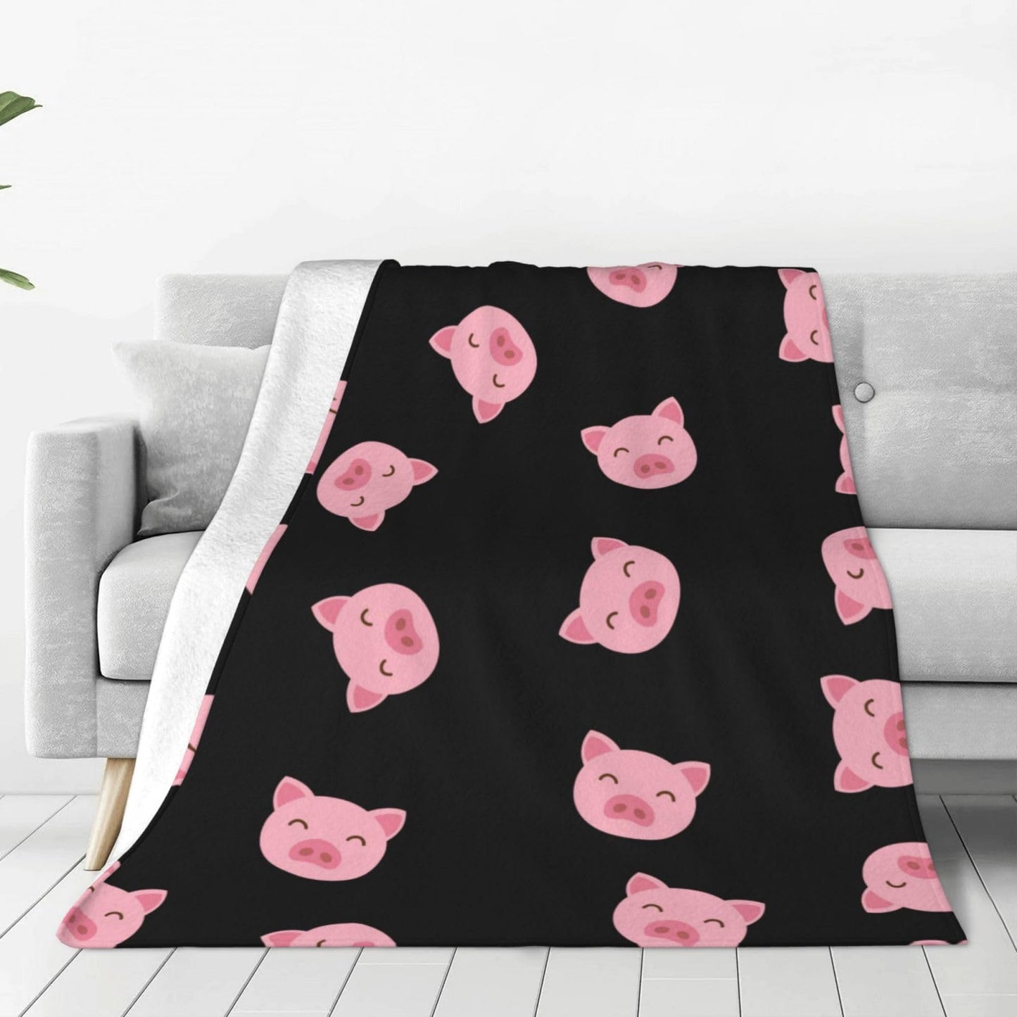 SARA NELL Pink Pig Blanket,Cute Cartoon Pig Face Flannel Fleece Throw Blanket,Super Soft Cozy Fluffy Warm Couch Bed Sofa Travelling Camping Blanket 50"X40" for Kids Adults All Season