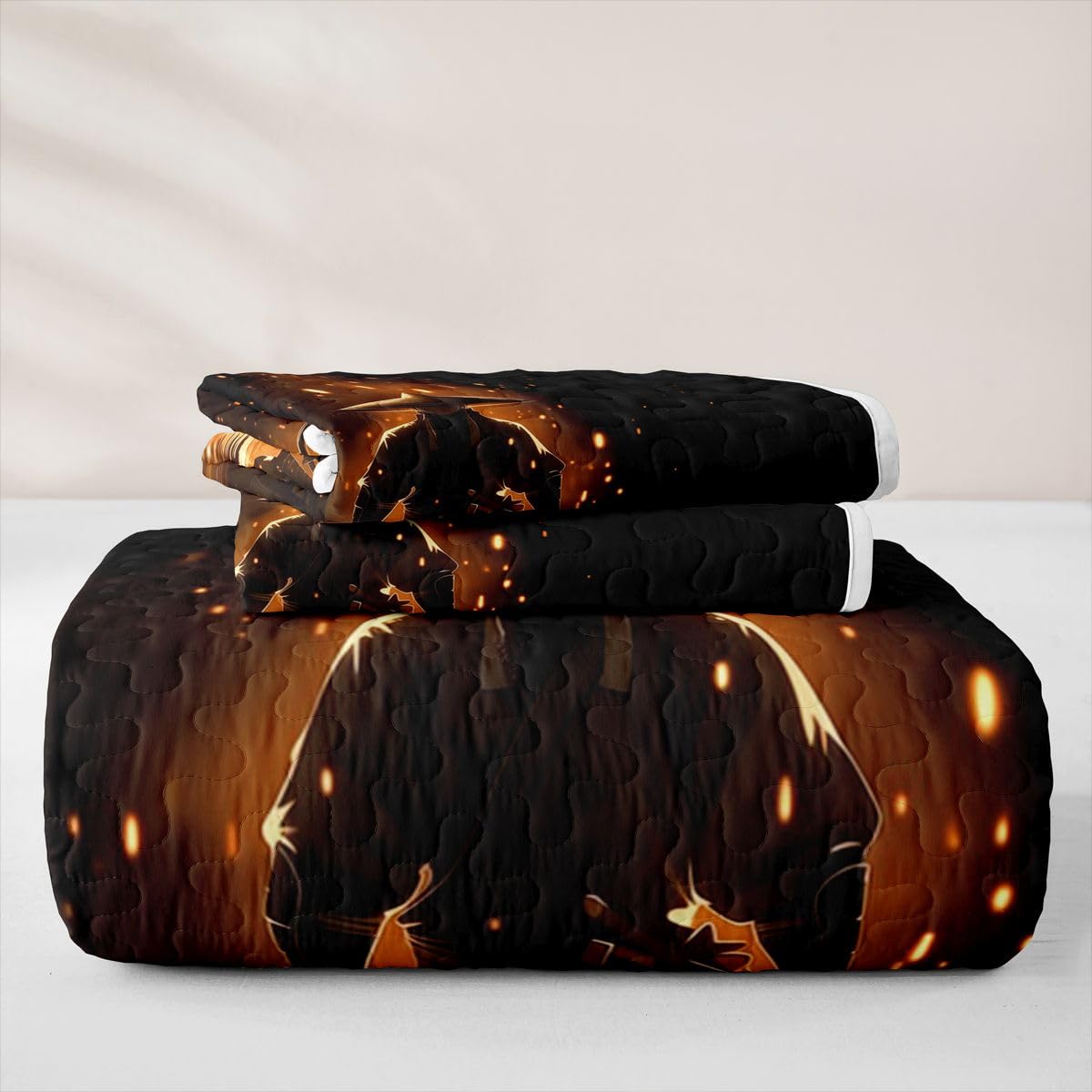 Erosebridal Japanese Samurai Quilt Twin Size - Japan Warrior Bedspread Japanese Spirit Bed Coverlet with 1 Pillowcase