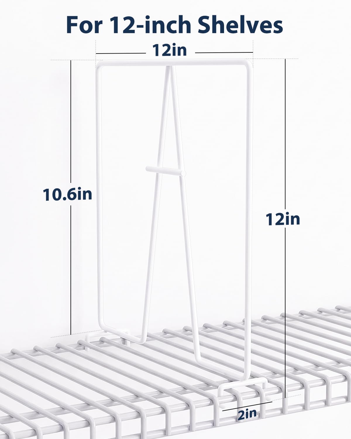 Supforce 8 Pack Wire Shelf Dividers for Closet, Solid Coated Metal Closet Dividers for Closet Organization, Closet Shelf Divider for 12'' Tall x 12'' Deep Wire Shelves and Storage, Bright White