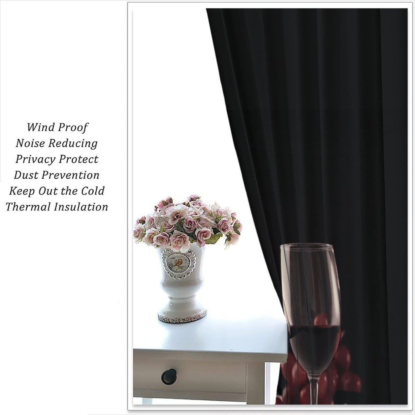 Wine Glass Curtains, Red Wine Glass Bottle Grapes Print, Light Filtering Window Drapes for Kitchen Dining Room Living Room, 20.5" W x 44.5" L, 2 Panels （No Blackout）