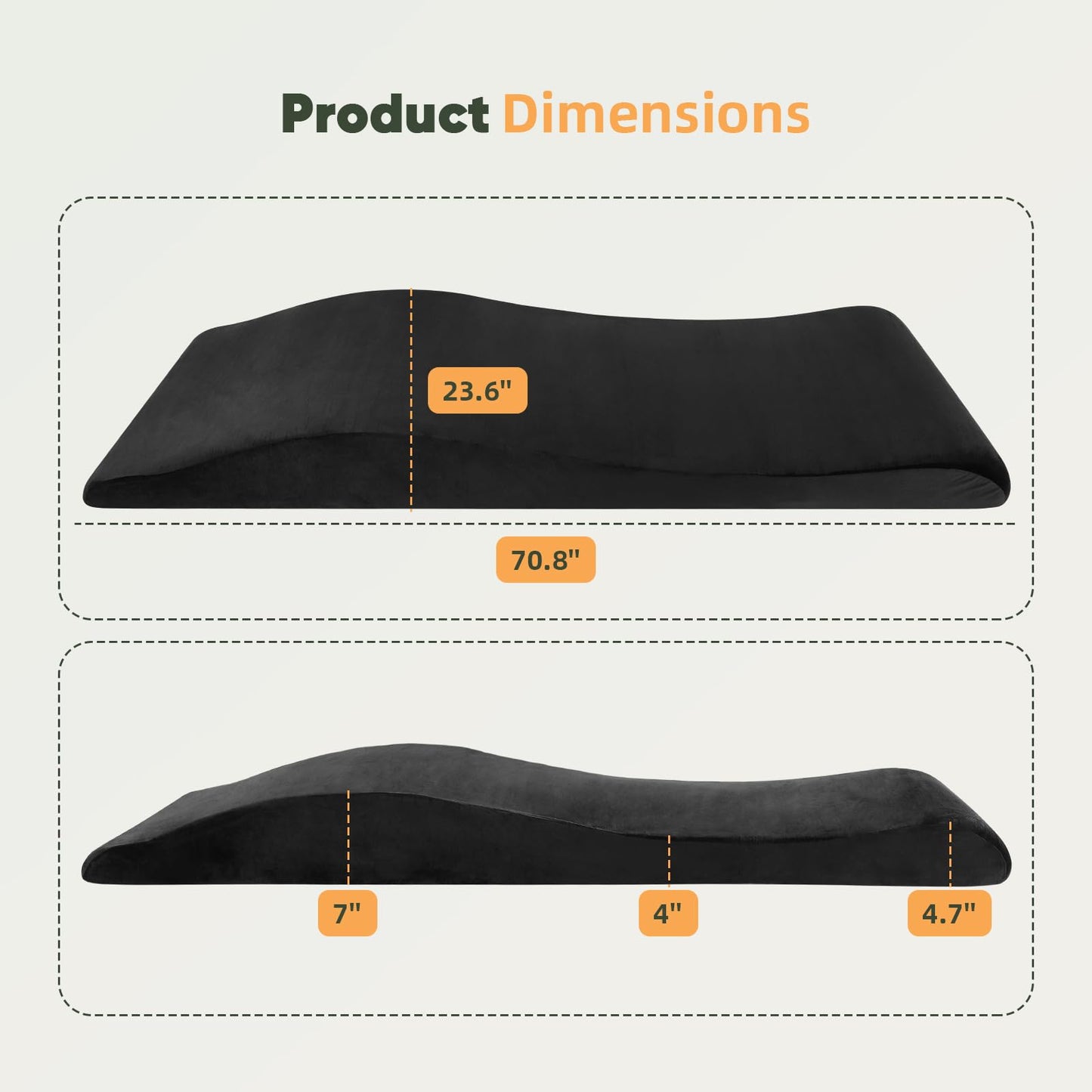 Massage Table Foam Topper – Curved Lash Bed Topper Memory Foam for Esthetician Bed & Spa Bed – Portable & Washable Cover, 70.8in×23.6in, Black