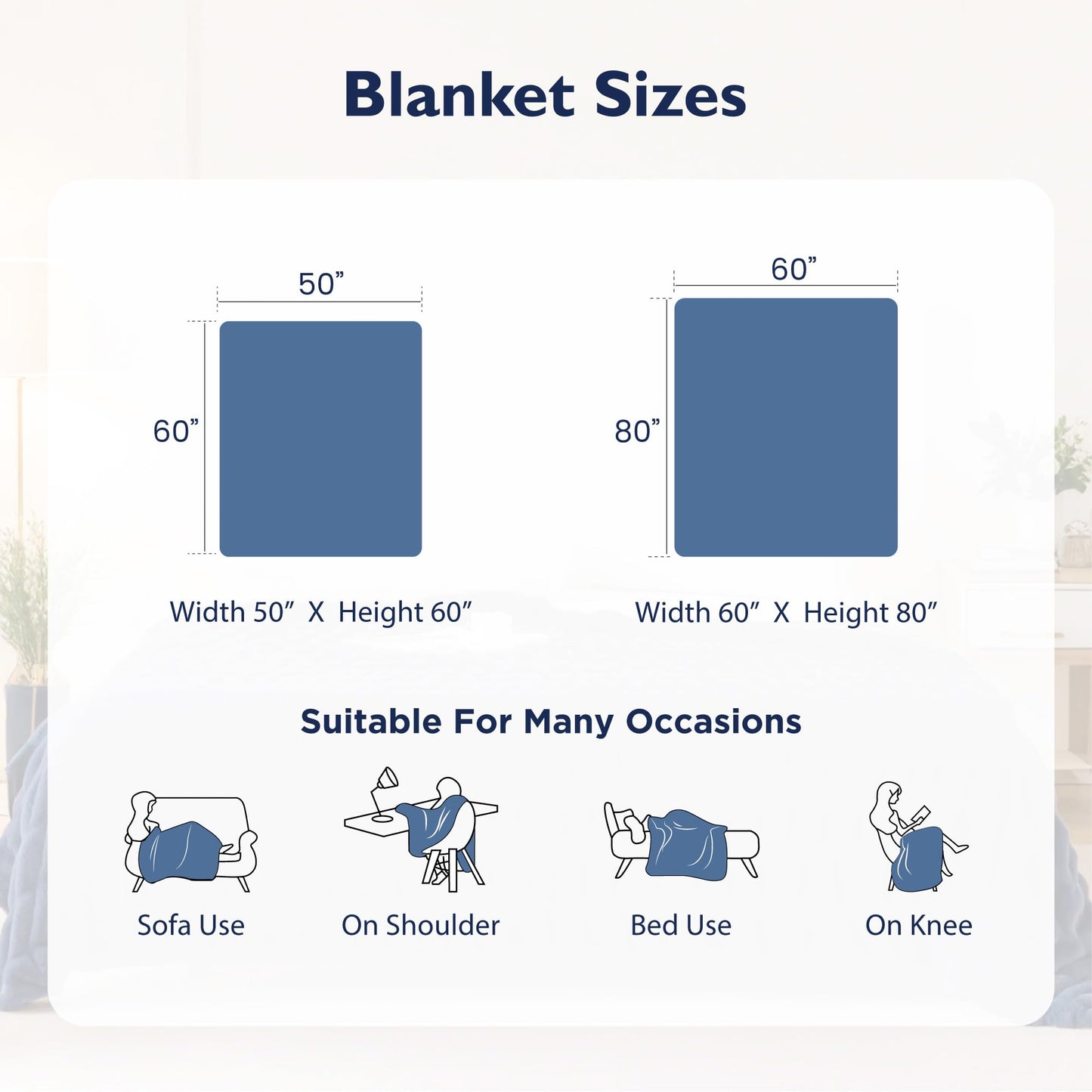 ALPHA HOME Blanket Soft Throw Blanket, Lightweight Fluffy Throw Blanket Throw Size, Luxury Home Decor Throw Blankets for Couch, Sofa, Bed, Blue