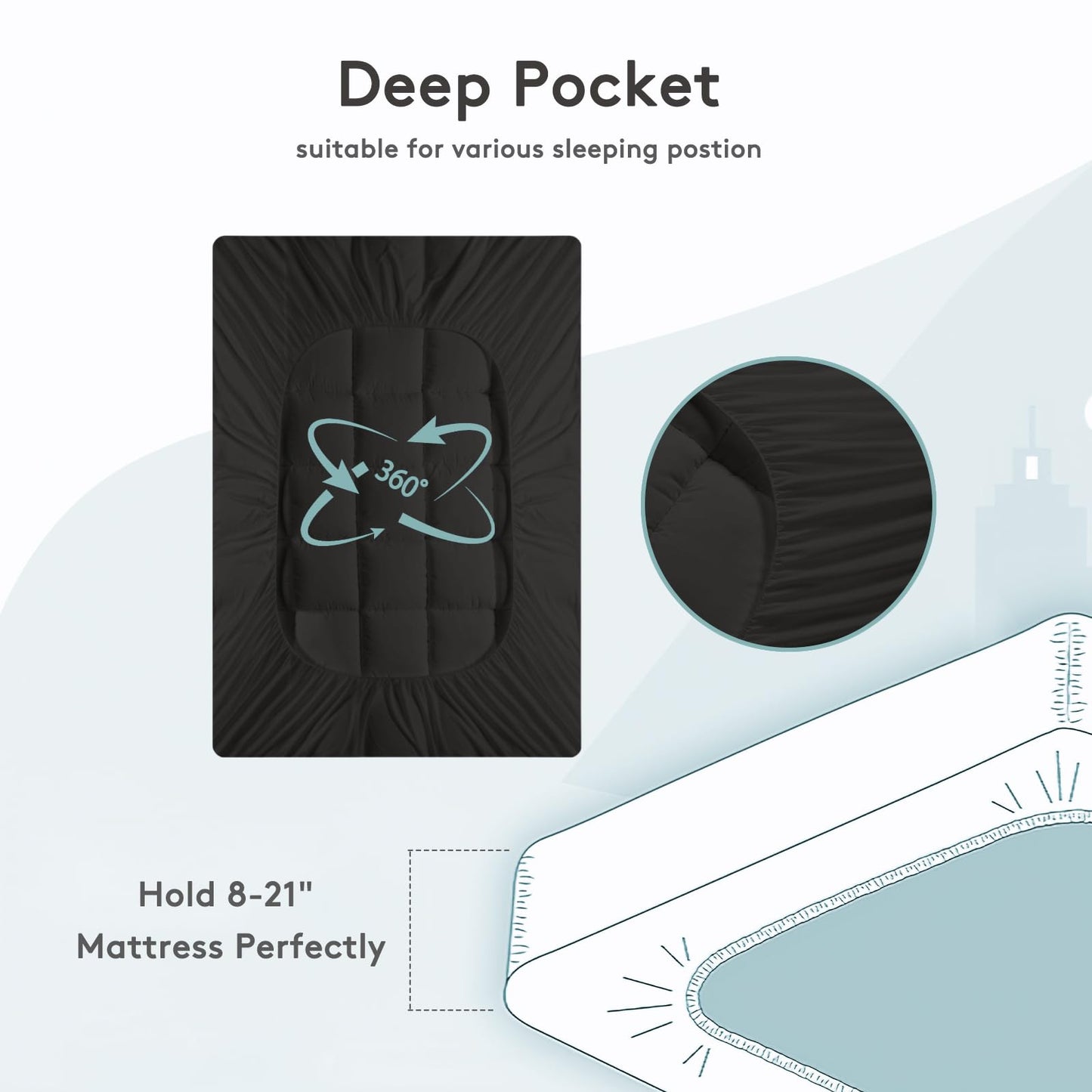 SameBed Mattress Topper Queen,Extra Thick Mattress Pad Cover for Back Pain,Cooling Mattress Protector with 8-21 Inch Deep Pocket,Overfilled Down Alternative Filling,Black