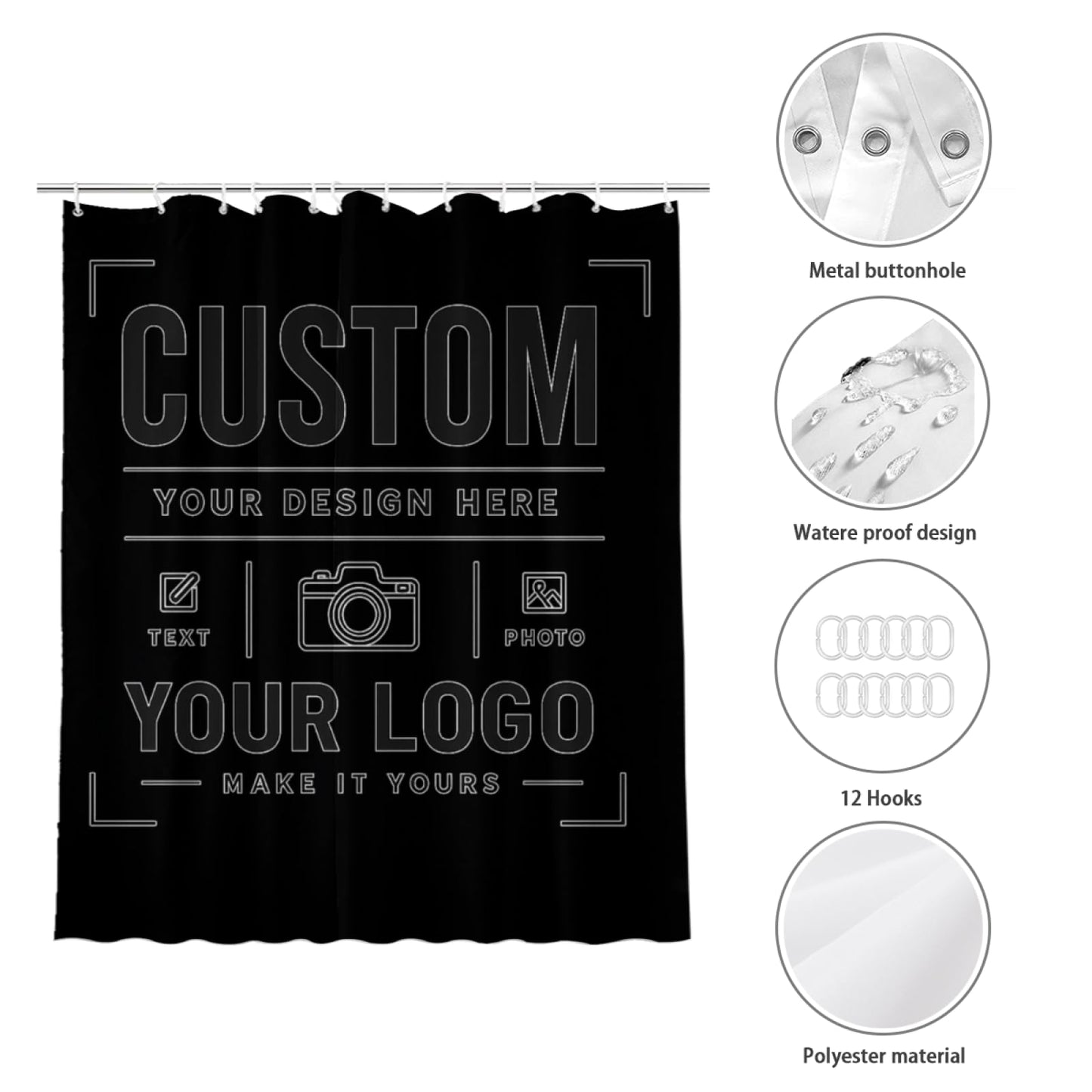 Custom Shower Curtain for Bathroom Customized Shower Curtains Design Your Own Text Logo Photo Personalized Shower Curtains Funny Personalized Gifts 72x80 inch