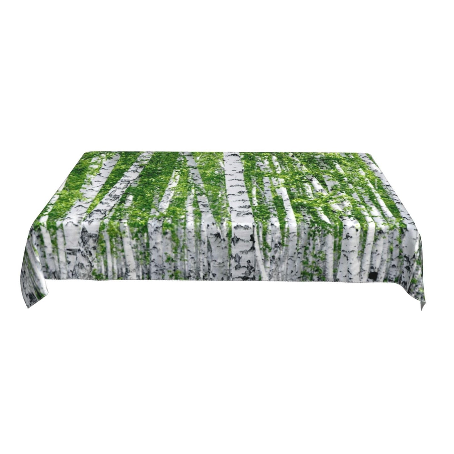 RTAFGU Forest Tablecloth, Waterproof Table Cloth Vibrant Green Birch Forest, Nature Woodland Decor Design Stain Resistant Spillproof Polyester for Kitchen Dining Party Rectangular 55" x 35"