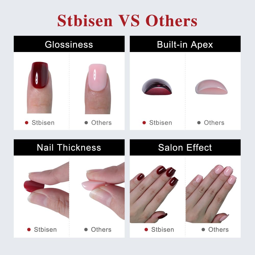 Stbisen French Press On Nails Short Square, Nude Fake Nails with White French Tip and Minimalist Purple and Gold Line Design, Glossy Gel Acrylic Nails, Natural Reusable Glue On Nails for Women, 30Pcs