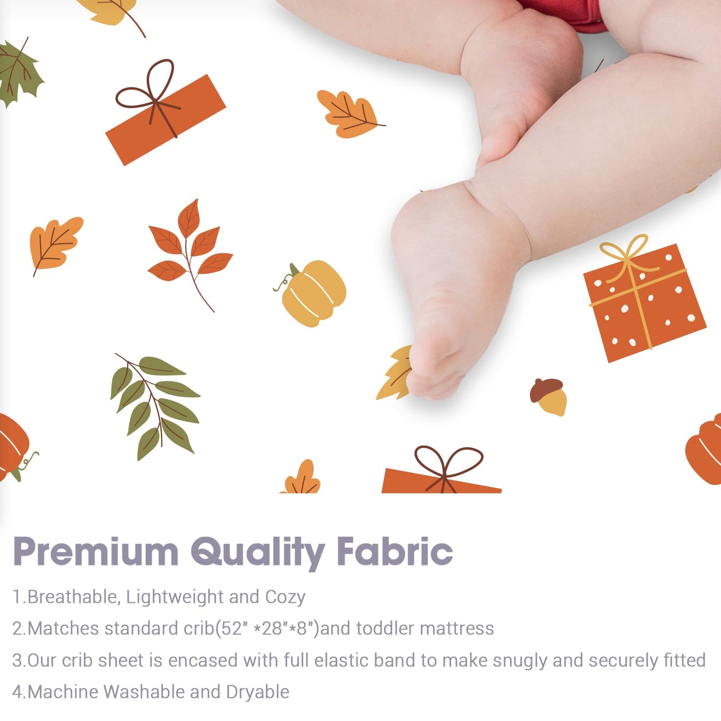 Bimocosy Crib Sheets 4 Pack, Baby Crib Sheets Fitted for Boys and Girls Breathable & Snug Fit, Soft Toddler Bed Sheets for Standard Crib Mattress Nursery Daycare Essentials, Autumn Dinos