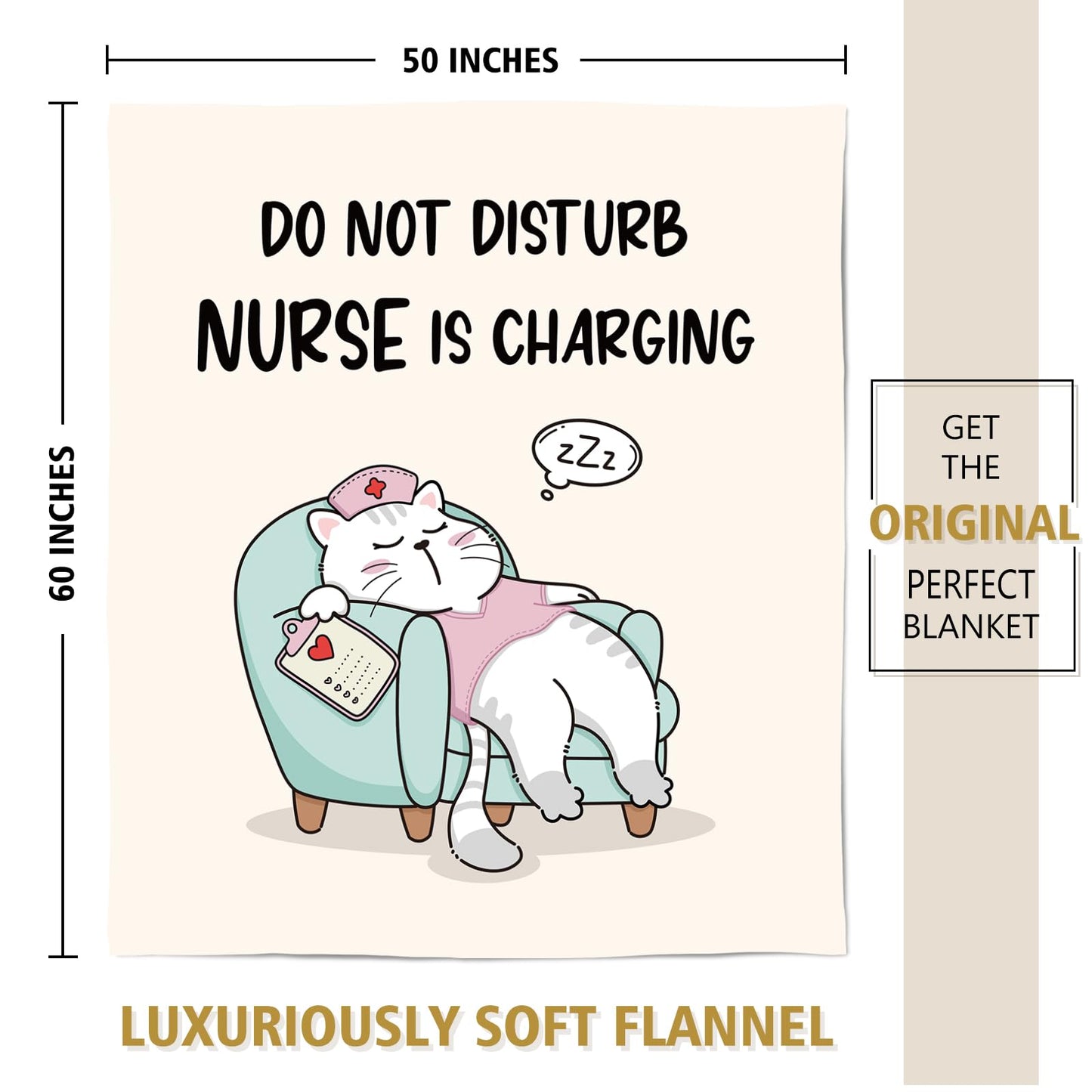 GiltGlimmer Funny Nurse Gifts for Women, Nurse is Charging Blanket, LPN RN Birthday Appreciation Gift for Nurses Practitioner, Nursing Student Graduation Gift for Nurses Week/Day 60" x 50", Off White