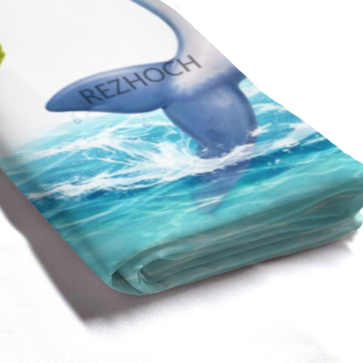REZHOCH Cute Dolphin Shower Curtain Adorable Animal Hanging on Tree Branch Funny Cartoon Butterfly Bath Curtain Waterproof Fabric Home Bathroom Decor 72x72Inch with 12 Hooks
