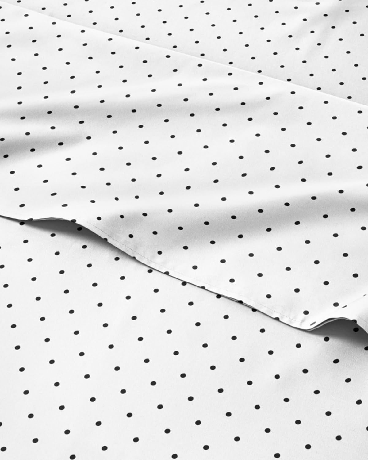 Blue Polka Dots Bed Sheet Set – 1 Flat & 1 Fitted Sheet & 2 Pillowcases w/ Deep Pockets – Polka Dot Bedding - Wrinkle & Fade Resistant - Soft, Breathable & Cooling - Comfy, Luxury Bed Set - Queen Size