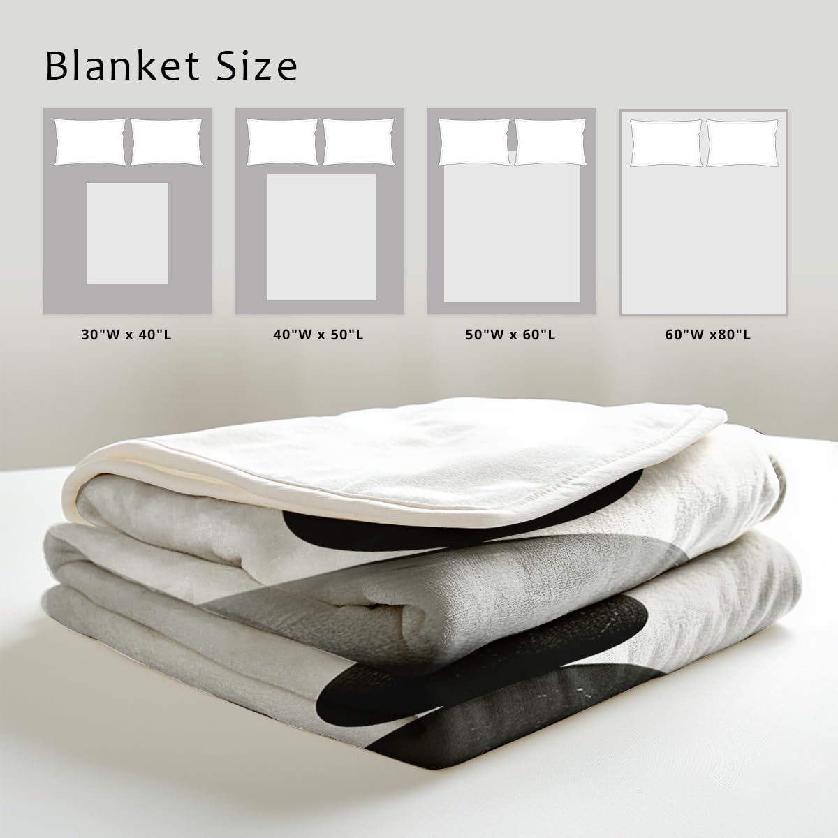 HUNXIAOJ Zen Stone on Water Print Blanket Black and White Flannel Blanket Spa Throw for Home Bedding Couch Bed Yoga Room Meditation Decor Gifts (49"x59")