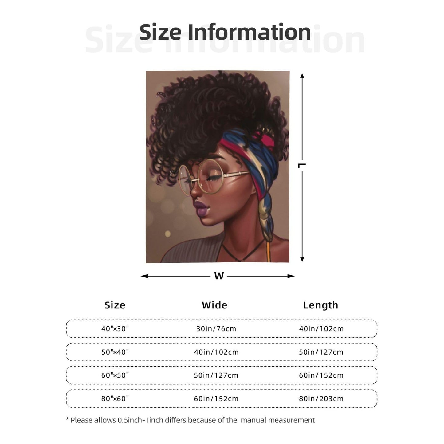 Abucaky African American Black Girl Fleece Throw Blanket Ultra Soft Cozy Afro Woman Decorative Flannel Blanket for Home Bed Couch Chair Travel 50x40in