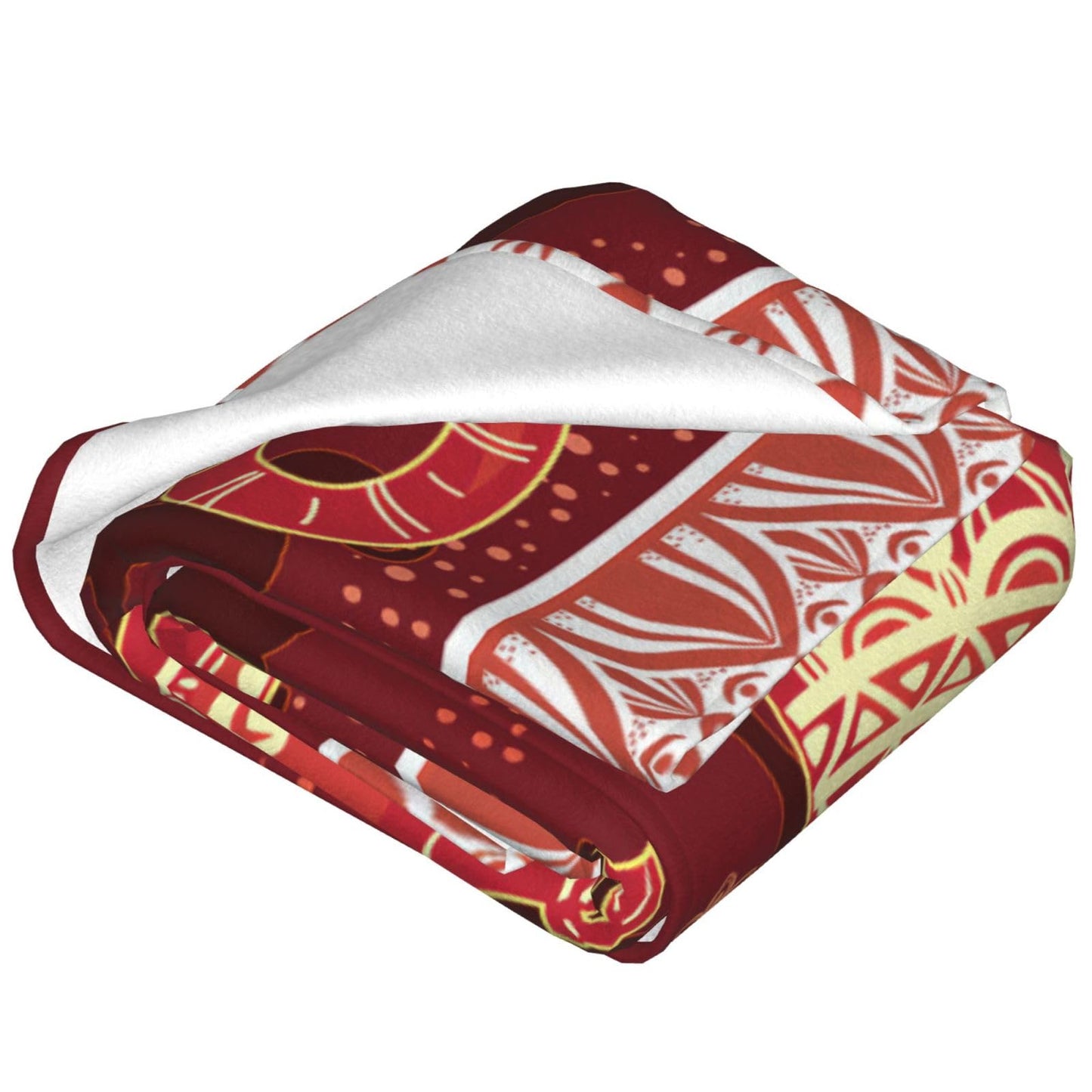 SweetFox Elephant Blanket Red Boho Elephant Decor Throw Blanket Gifts for Girls Boys Super Warm Soft Plush Lightweight Fleece Flannel Winter Couch Bedding Blankets for Kids Adults Women Men 50"X40"