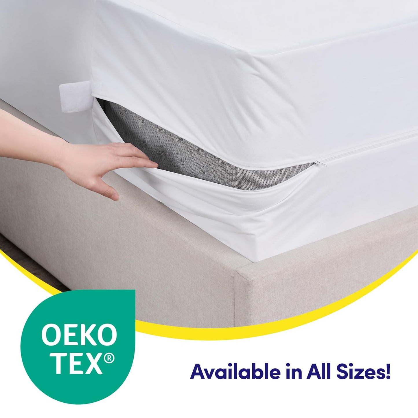 King Size Mattress Protector – Waterproof Zippered Mattress Encasement – Breathable Polyester Membrane – Fits 10″–16″ Deep Mattresses – Full Encasement, Bed Bug & Liquid Barrier, Machine Washable