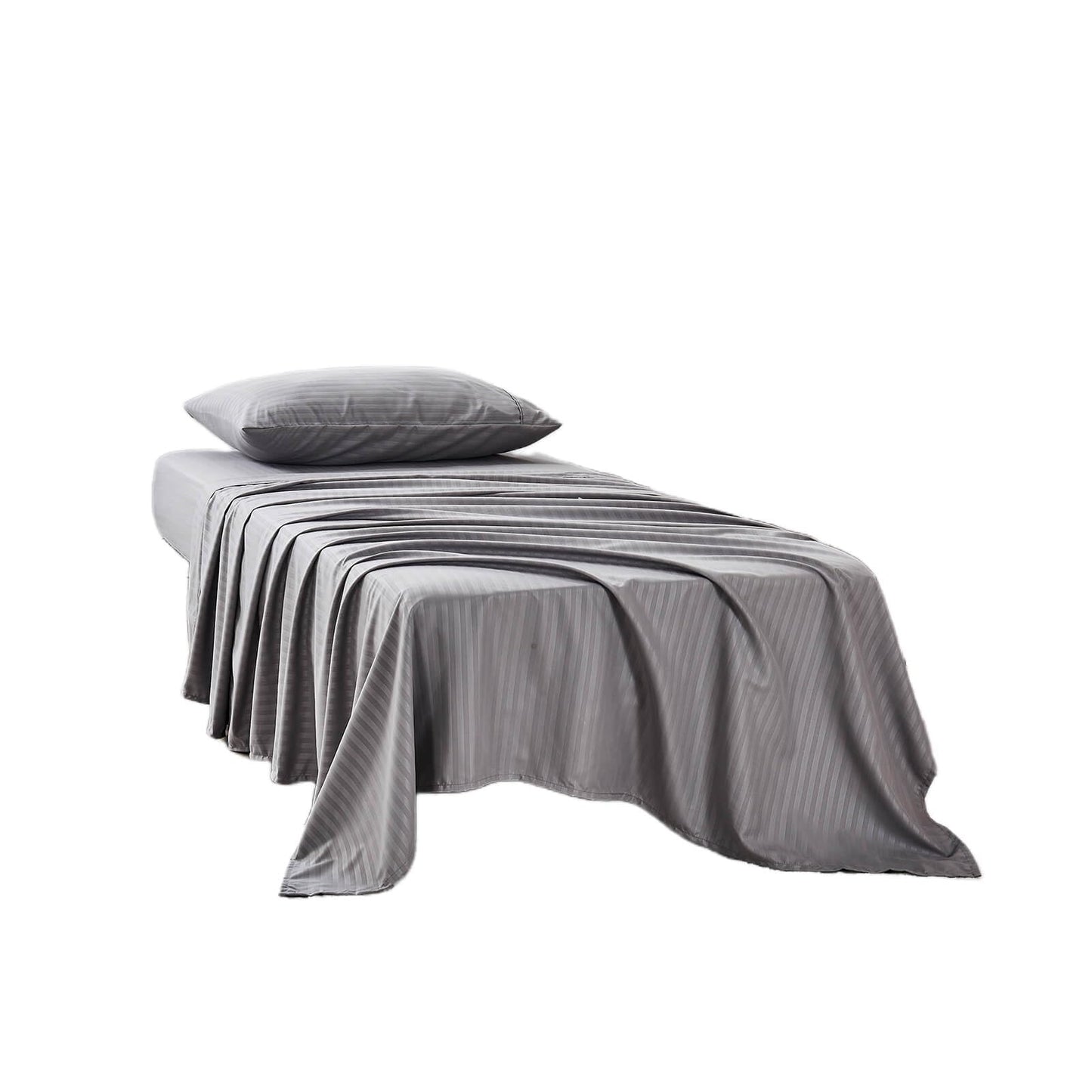 Kingnex Striped 30x75 Cot Size RV Bunk Sheets Set for Narrow Twin Bed Soft Brushed 1800 Microfiber 3 Piece Bedding Set Includes 1 Fitted Sheet 1 Flat Sheet 1 Pillowcase Grey