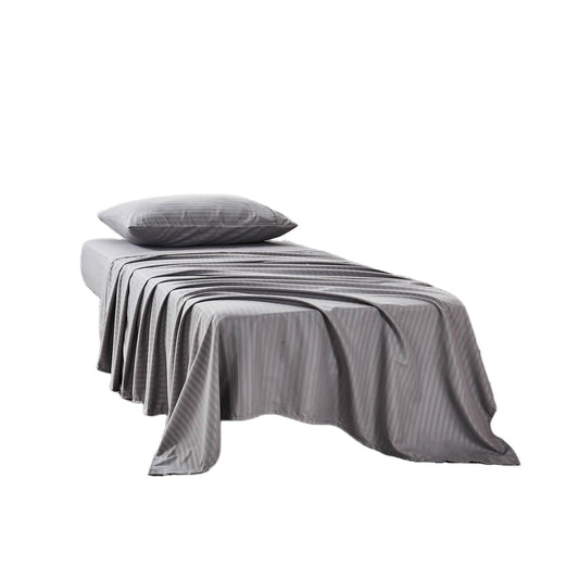 Kingnex Striped 30x75 Cot Size RV Bunk Sheets Set for Narrow Twin Bed Soft Brushed 1800 Microfiber 3 Piece Bedding Set Includes 1 Fitted Sheet 1 Flat Sheet 1 Pillowcase Grey
