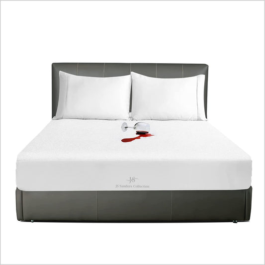 JS Sanders Collection Family King 120x80 Size Mattress Topper - 100% Waterproof Cover Protector with 15" Deep Pocket Fitted Style Super Soft Cotton Terry Fabric Mattress Cover