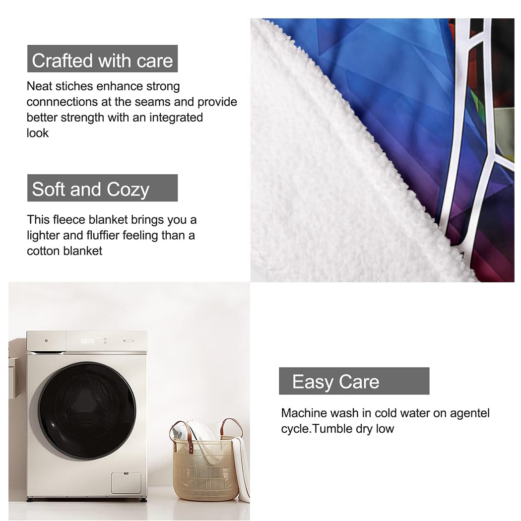 YISUEMEI Colorful Soccer Sherpa Blanket, Soft and Plush Cool 3D Printing Pattern Fleece Throw Blanket for Teenage Boys and Girls, 60x80 Inches