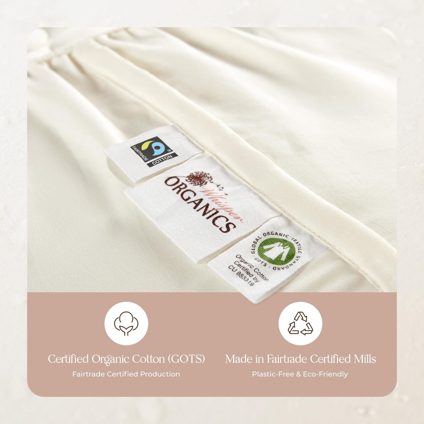 100% Cotton Organic Mattress Pad - Breathable & Cooling Mattress Protector Full Size - Premium 300GSM Quilted and Machine Washable - Fairtrade & GOTS Certified Bed Protector (Ivory, Full)