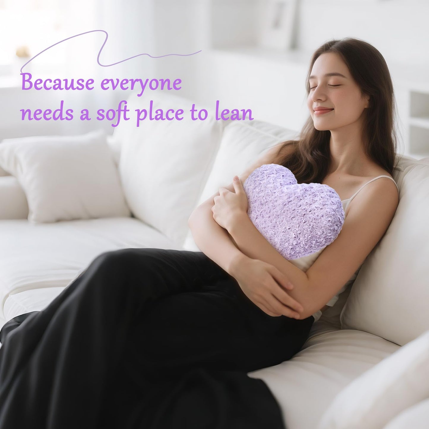 IREMATE Heart Pillow Purple Throw Pillows, Soft Fluffy Decorative Pillows for Bed Couch Chair, Cute Heart Shaped Room Decor Gifts for Valentine Anniversary Birthday Mothers Christmas (Small, 13"x10")