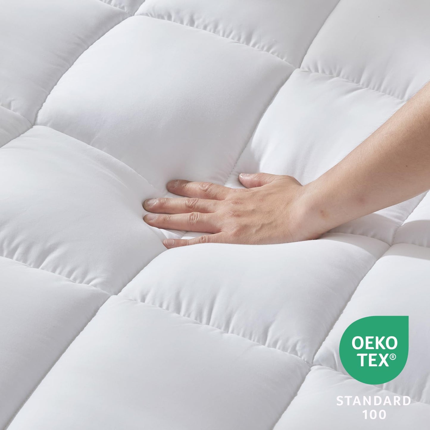CozyLux Twin Extra Long Size Mattress Pad Pillow Top Cotton Cooling Twin XL Mattress Topper 8-21" Deep Pocket Mattress Cover Quilted Fitted Cooling 450GSM Mattress Protector (39x80 inch,White)