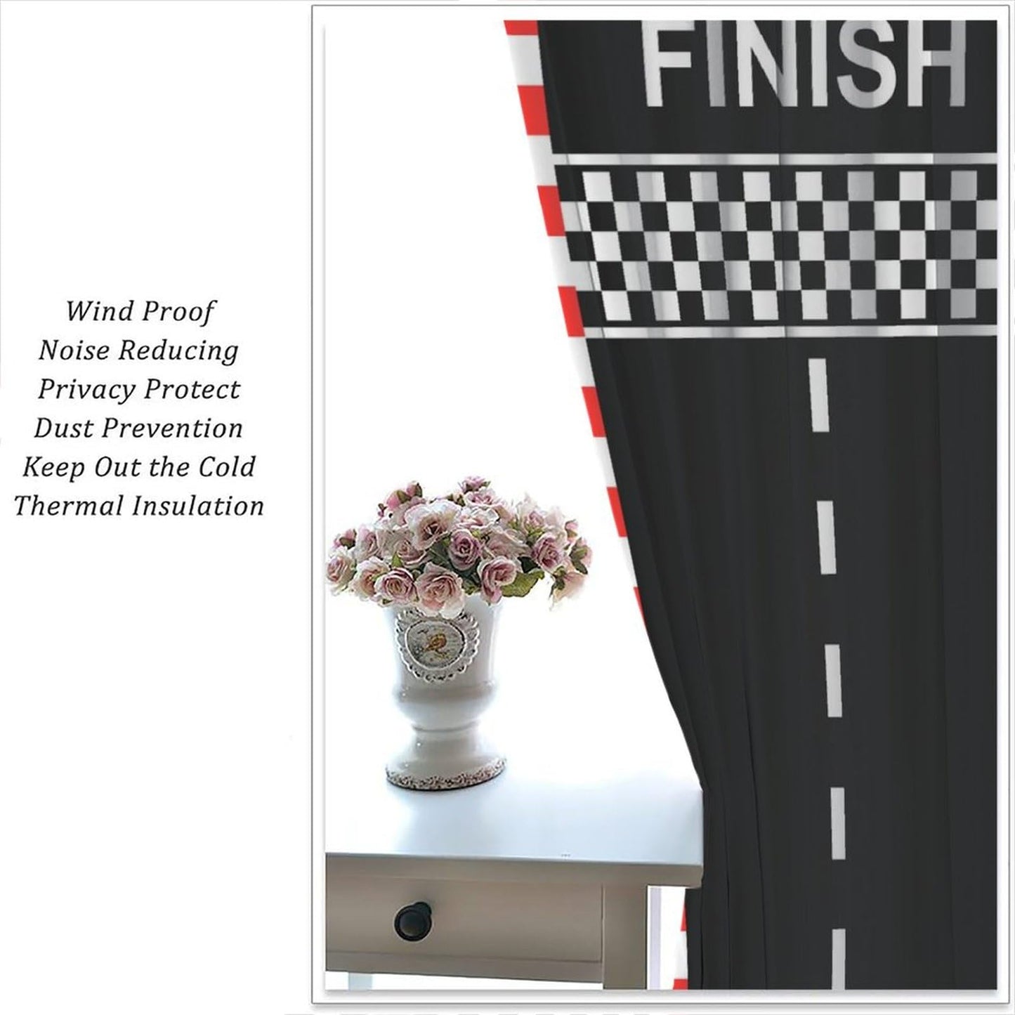 YCness Kids Boys Race Car Curtains Extreme Sports Car Raing Theme Art Printed Window Drapes for Kids Bedroom Living Room Nursery Decor Fabric 2 Panel 42x45 Inch 30% Shading Rate