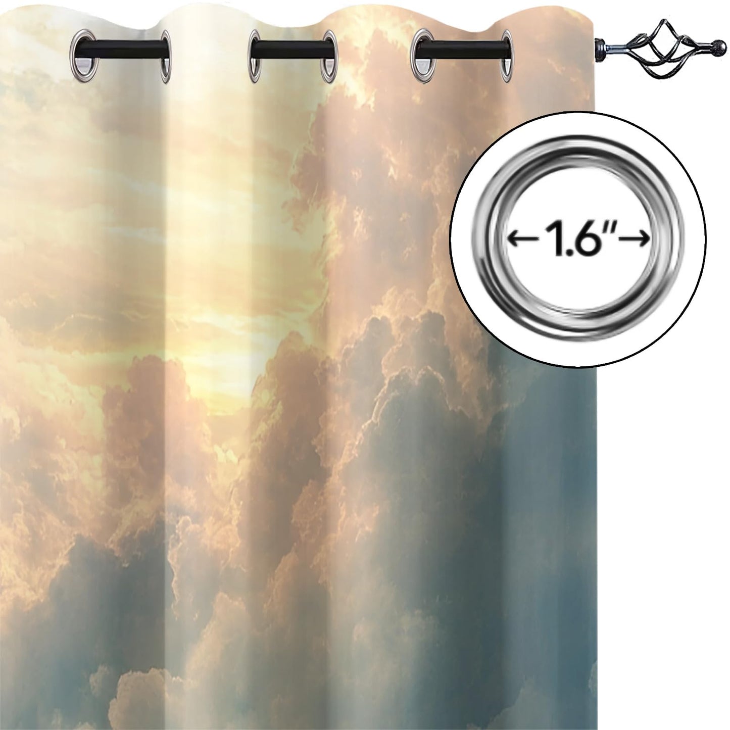 XAFIAUR Waterfall Landscape Blackout Curtains Fantasy Sky Print Curtain, Natural Landscape Drapes for Kids Bedroom Play Room 2 Panels Darkening Grommets Window Treatment 31.5" W x 45" L x2