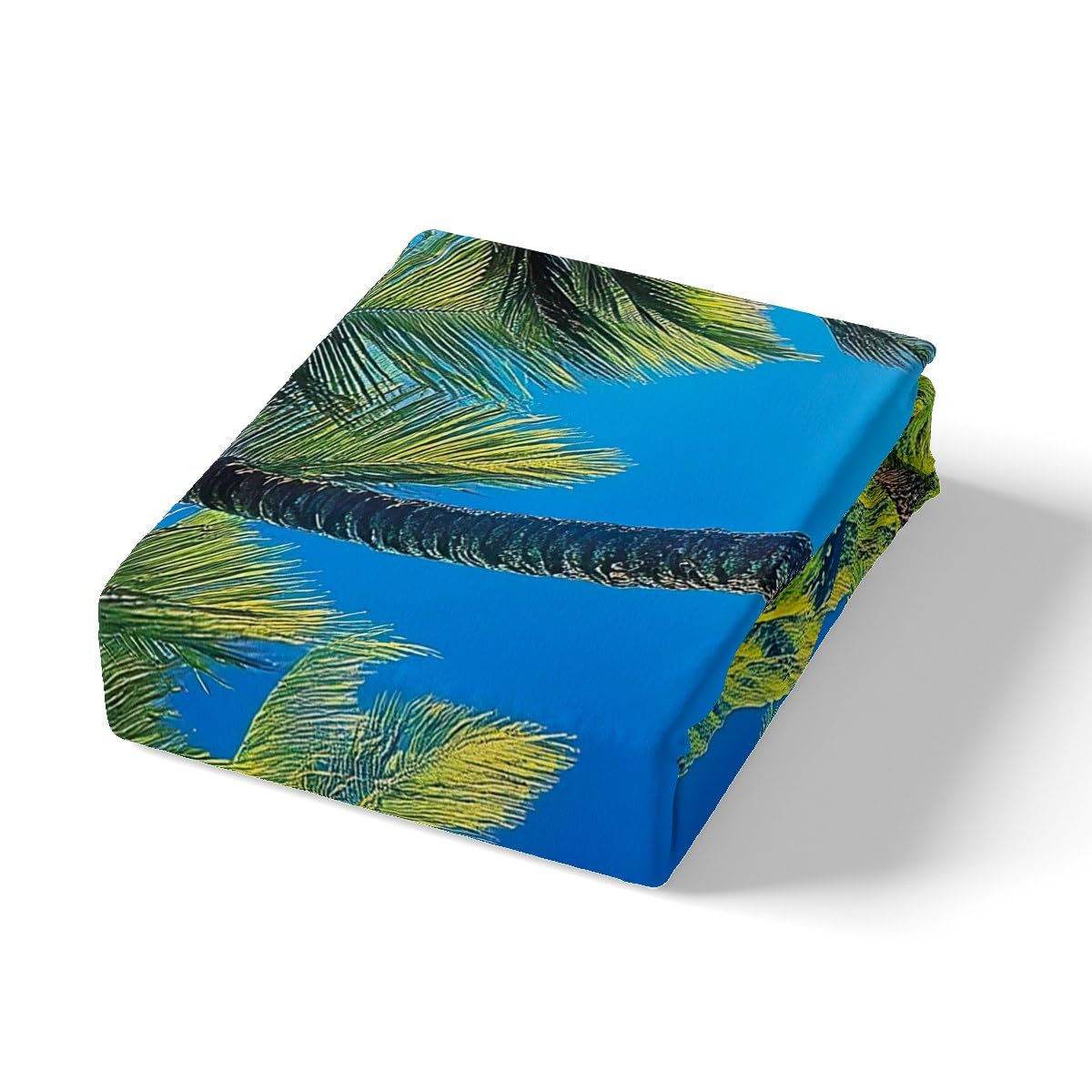 jejeloiu Beach Theme Fitted Sheet Full Size Kids Palm Leaf Bed Sheets Set for Boys Girls Teens Sailboat Summer Sea Ocean Wave Natural Scenery Bedding Set Room Decor