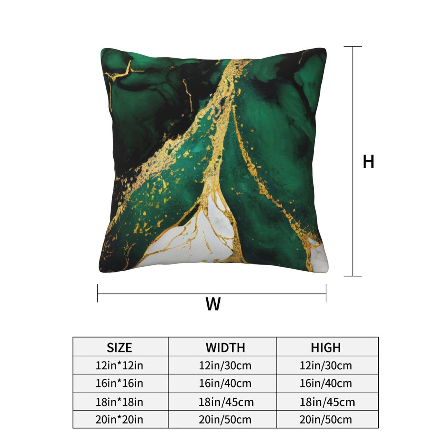 Lcokin Emerald Green and Gold Throw Pillow Cover 18x18 in Set of 2 Marble Cushion Modern Farmhouse Pillow Covers Soft Pillow Cases for Couch Sofa Bedroom Home Decor
