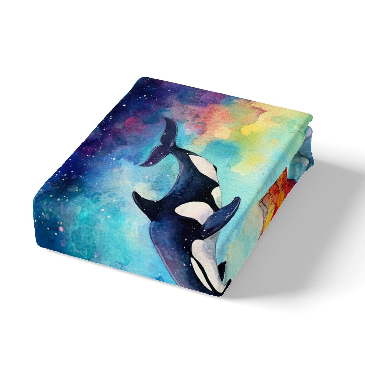 Feelyou Kids Valentine's Day Fitted Sheet Full Size, Cute Dolphin Bedding Set Rainbow Bed Sheet Set Boys Girls Romantic Teens Bed Cover Bedroom Decor Lightweight Bed Set (No Flat Sheet)