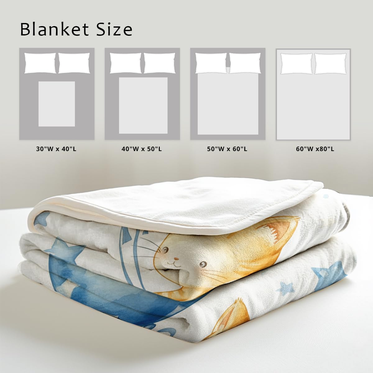 HUNXIAOJ Cat Print Throw Blanket Soft Bed Couch Throw Kitten Flannel Blanket Cozy Bedding Gifts for Cat Lovers (49"x59")