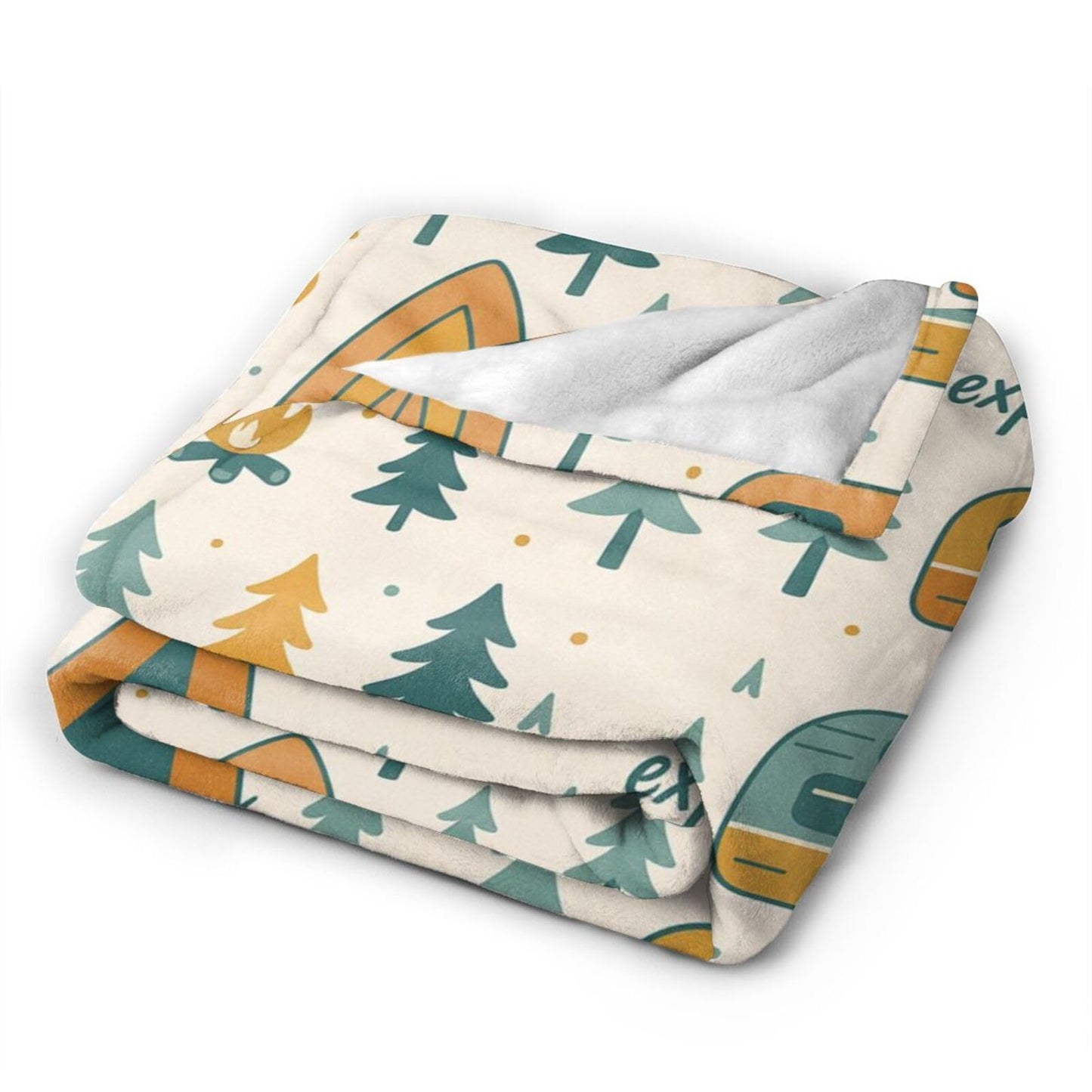 Qycazzw Adventure Camping Blanket 50"x60", Explore and Camp Throw Blankets, Gifts for Women Girls Kids, Soft Lightweight Fleece for Sofa Room Couch Bed Travel Modern Decor