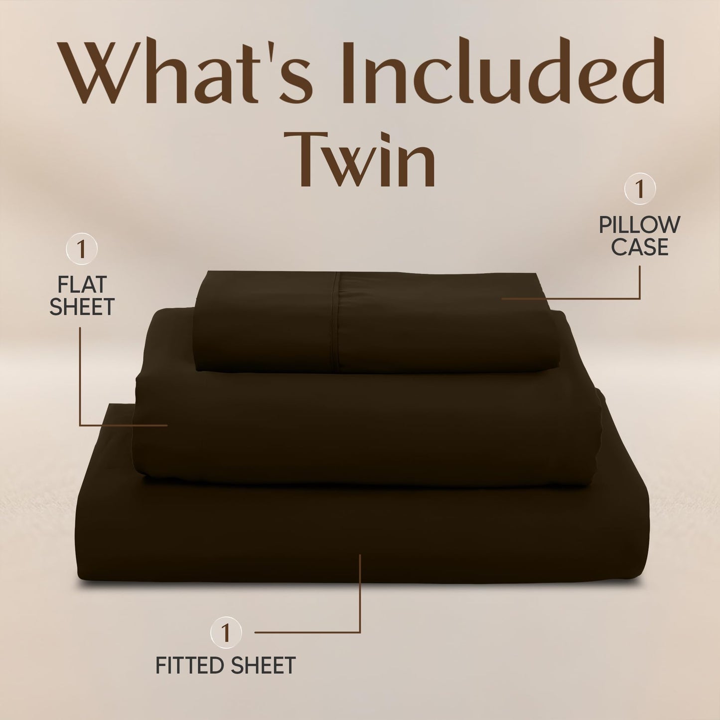 Utopia Bedding Twin Sheet Set – 3 Piece Bed Sheets for Twin Size Bed, Soft and Breathable Microfiber, Includes 1 Fitted Sheet, 1 Flat Sheet and 1 Pillowcase – Oeko Tex (Brown)