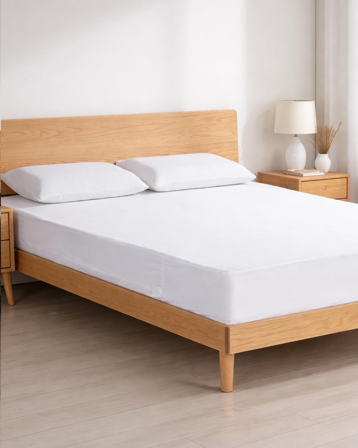 HUPPER Queen Mattress Protector Zippered (12/13/14/15Inchs), Terry Cloth Mattress Encasement, 6-Side Waterproof Mattress Cover, Micro Zipper, Noiseless, for Queen Mattress 60 * 80