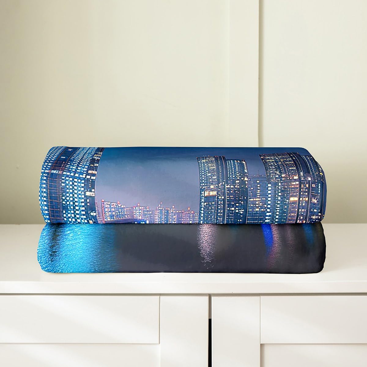 Erosebridal American Cityscape Blanket,Modern City Building Throw Blanket for Man,Famous Urban Fleece Blanket Lightweight,City Lights Flannel Blanket Twin 60x80 Inch