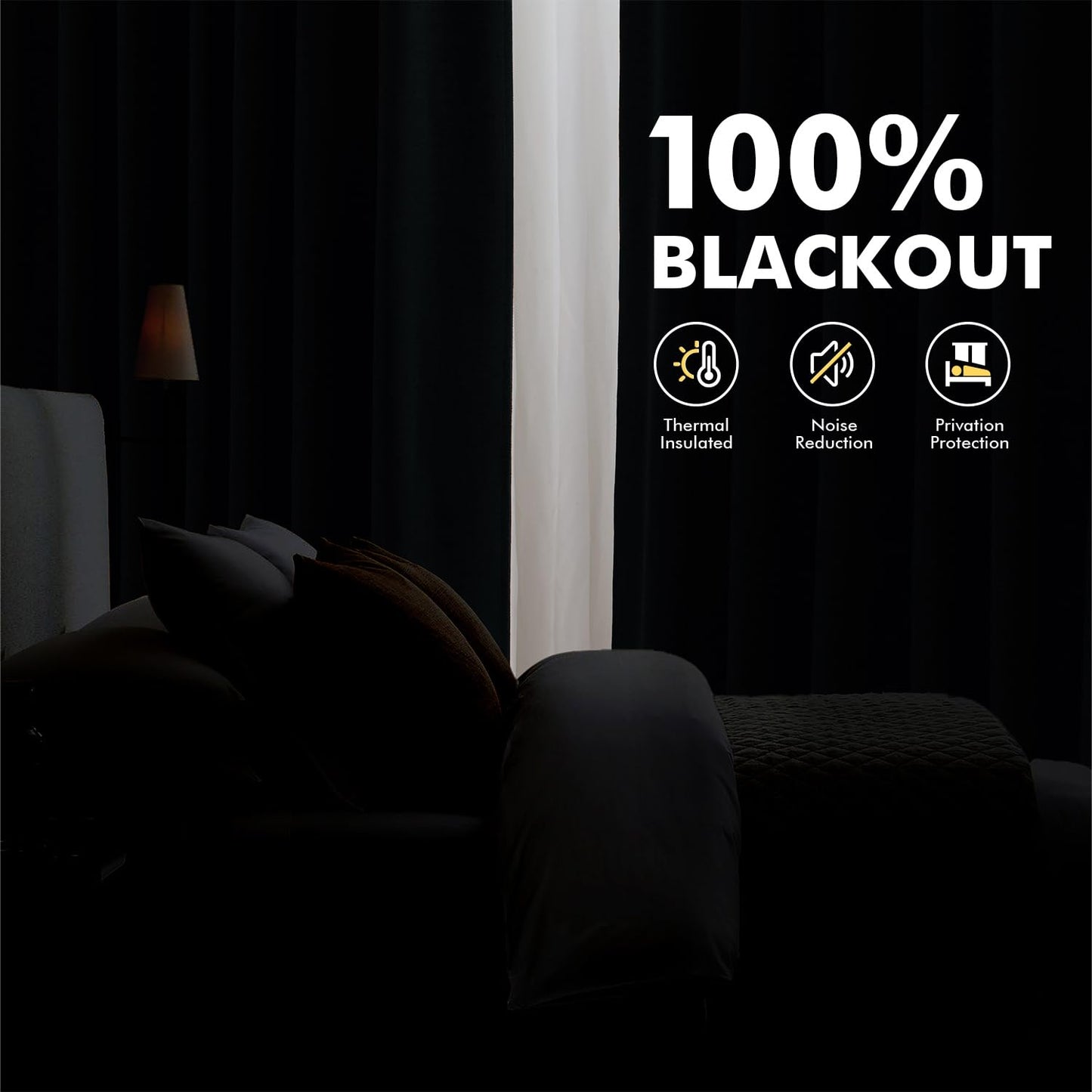 MIULEE 100% Blackout Linen Curtains for Bedroom, Ivory Solid Luxury Decor Thermal Insulation Room Darkening Drapes for Living Room Back Tab Rod Pocket 42 x 84 Inches, 2 Panels