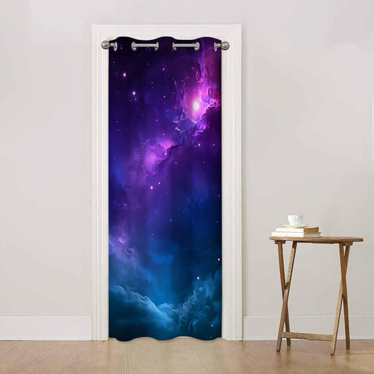Haciadan Starry Night Doorway Curtain Dark Purple Sky Outer Space Door Cover Curtain Books Closet Curtain Bedroom Living Room Closet, 1 Panel 34" W X 80" L