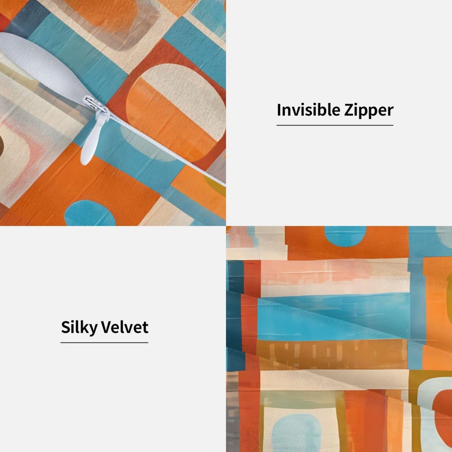 Yopiiefa Blue and White Blocks Throw Pillow Covers Orange Decorative Boho Mid Century Pillow Cases 18x18 Set of 2 Modern Pillowcase Outdoor Cushion Cover for Home Couch Sofa