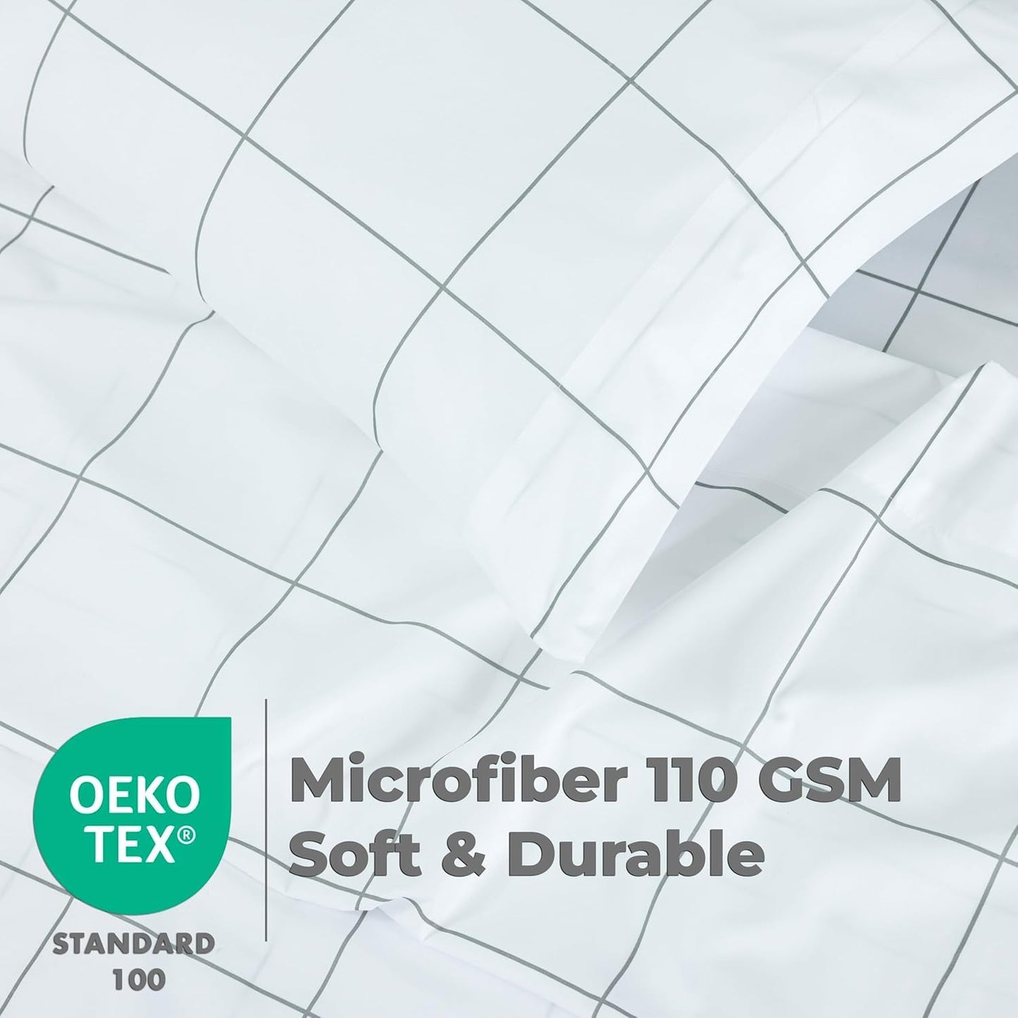 Dreamology Full Size Sheets,4 Pieces Microfiber Sheet Set, Printed Sheet Set with Solid Cuffed Detail,Full Bed Sheets Set, Includes 1 Flat Sheet,1 Deep Pocket Fitted Sheet and 2 Pillowcase (Geo)