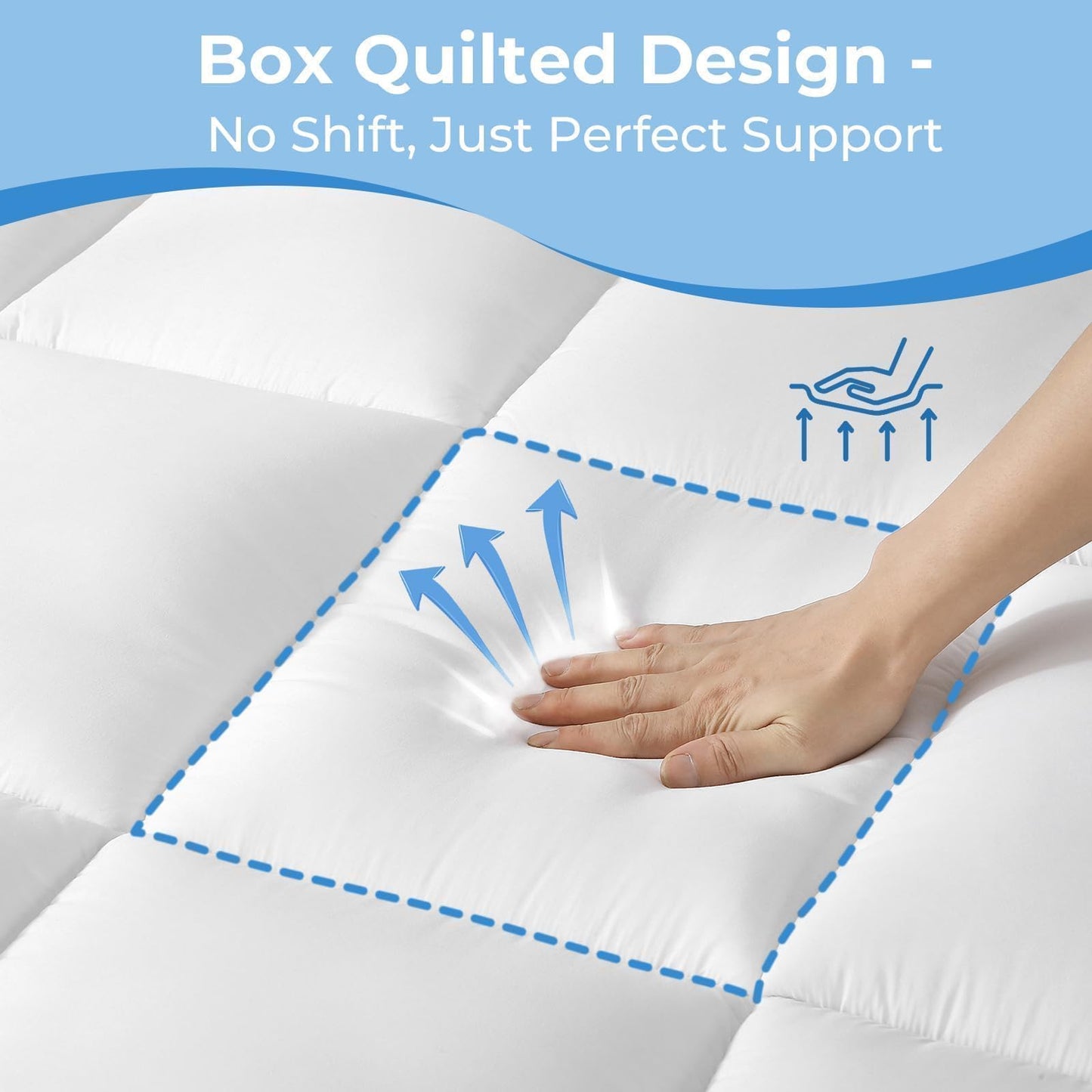 YUGYVOB Queen Mattress Topper -600GSM Extra Thick Cooling & Breathable Mattress Pad with Deep Pocket 8"-21" & Soft Down Alternative Filling, White