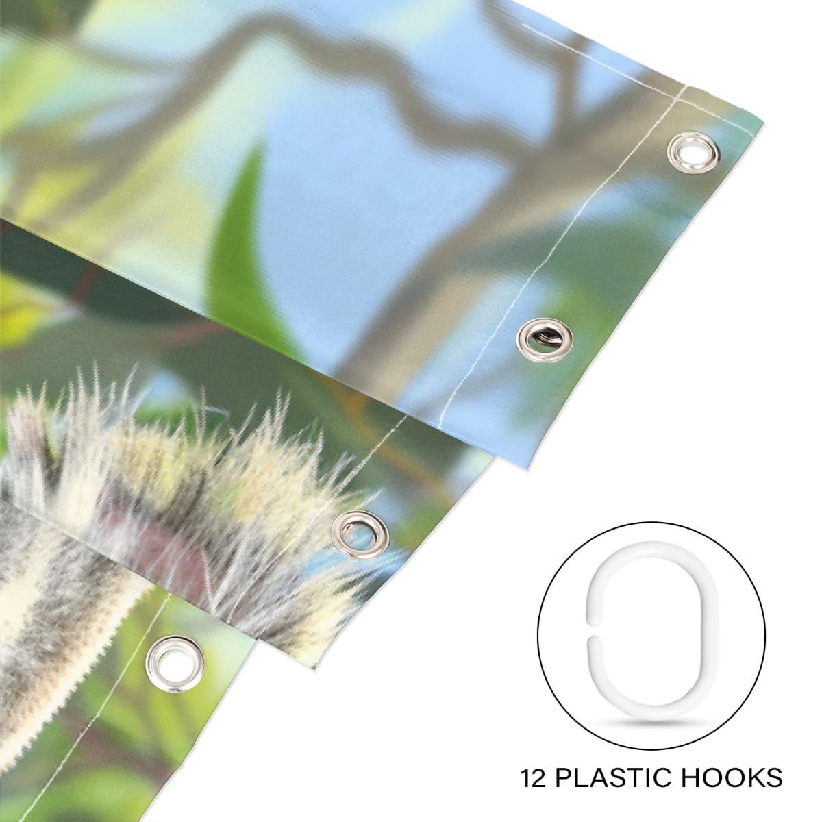 Ivolege Shower Curtain with Hooks, Koala Shower Curtain