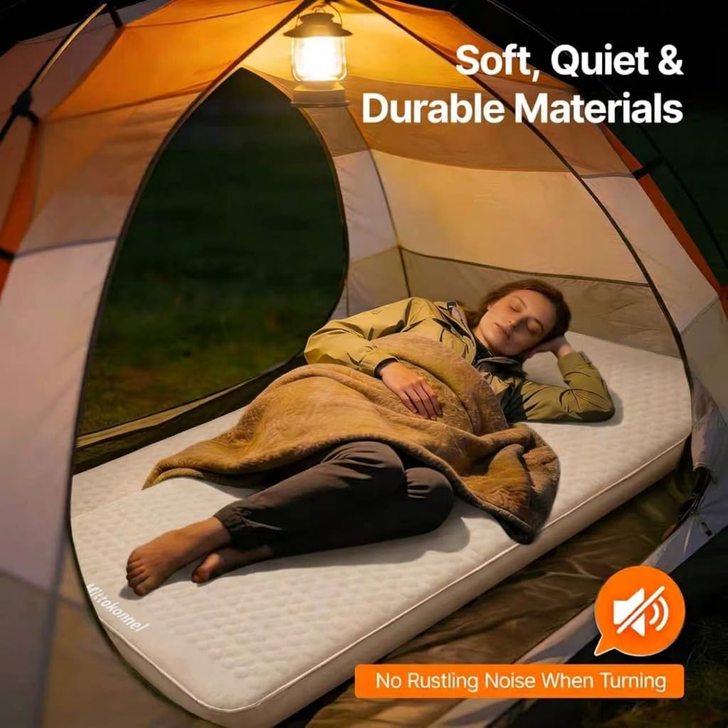 4 inch Camping Foam Mattress Queen pad Double with Electric Pump, 60 Seconds, Ultra-Compressible Compact Foam Camping pad, Insulated Sleeping pad for Tent, car, Camping