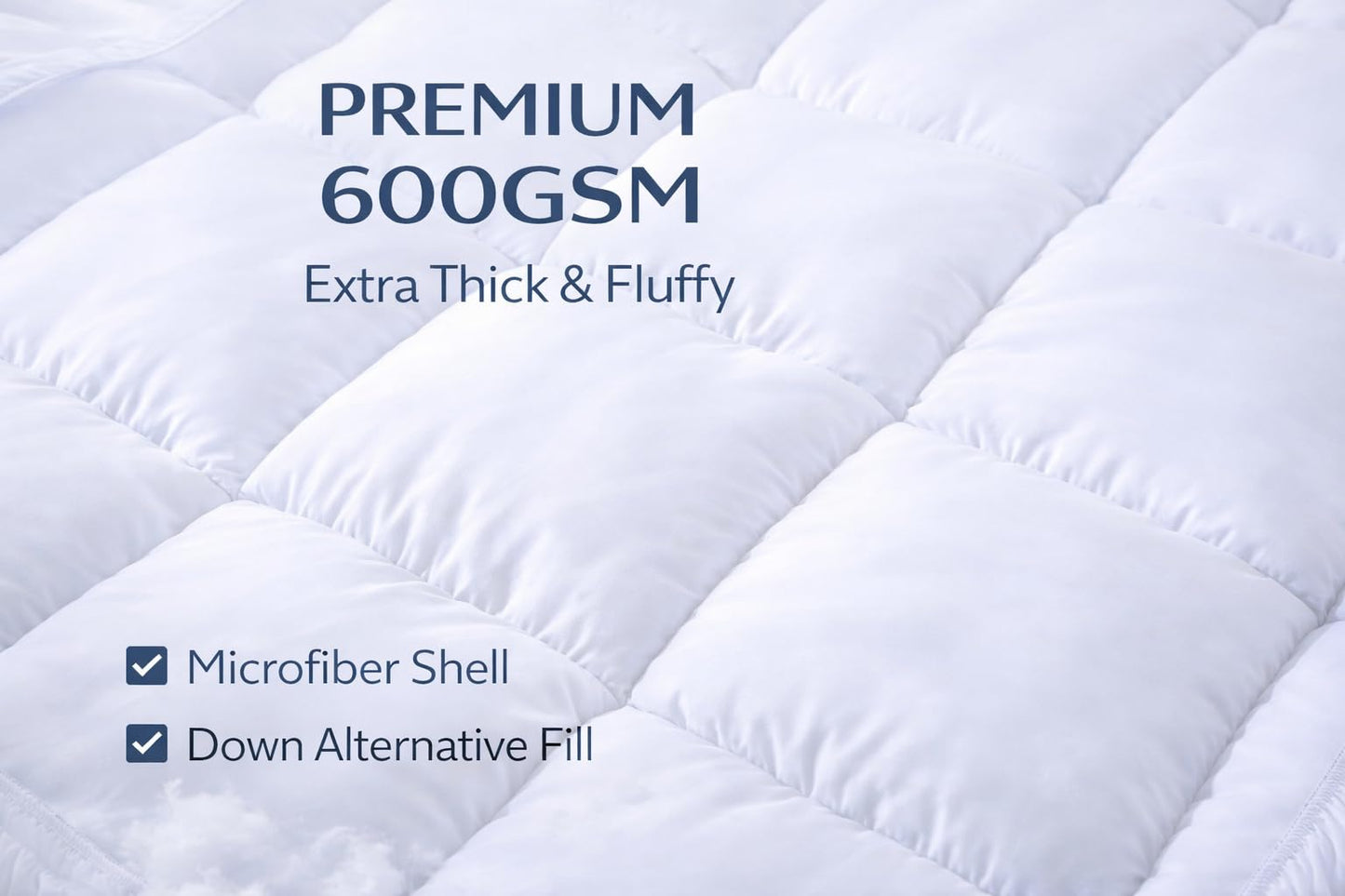 EVOLIVE Mattress Pad Cover Queen, Quilted Pillow Top Mattress Protector, Soft Microfiber Fitted Mattress Topper, Deep Pocket 8-18 Inch, Machine Washable (King 80"x78"x2" Inches, White)