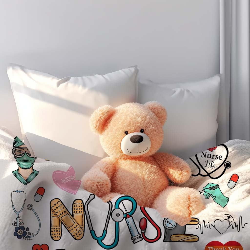 EYENORA Nurse Blanket Nursing Practitioner Gifts Throw Blanket Nursing Student Graduation Nurse Week Day Gifts for Sofa Bed Chair 50"X40"